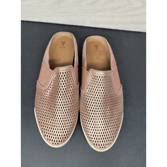 Frye Women's SZ 8.5 Mule Slide Flat Shoes Woven Leather Pink Slip On - Picture 3 of 7